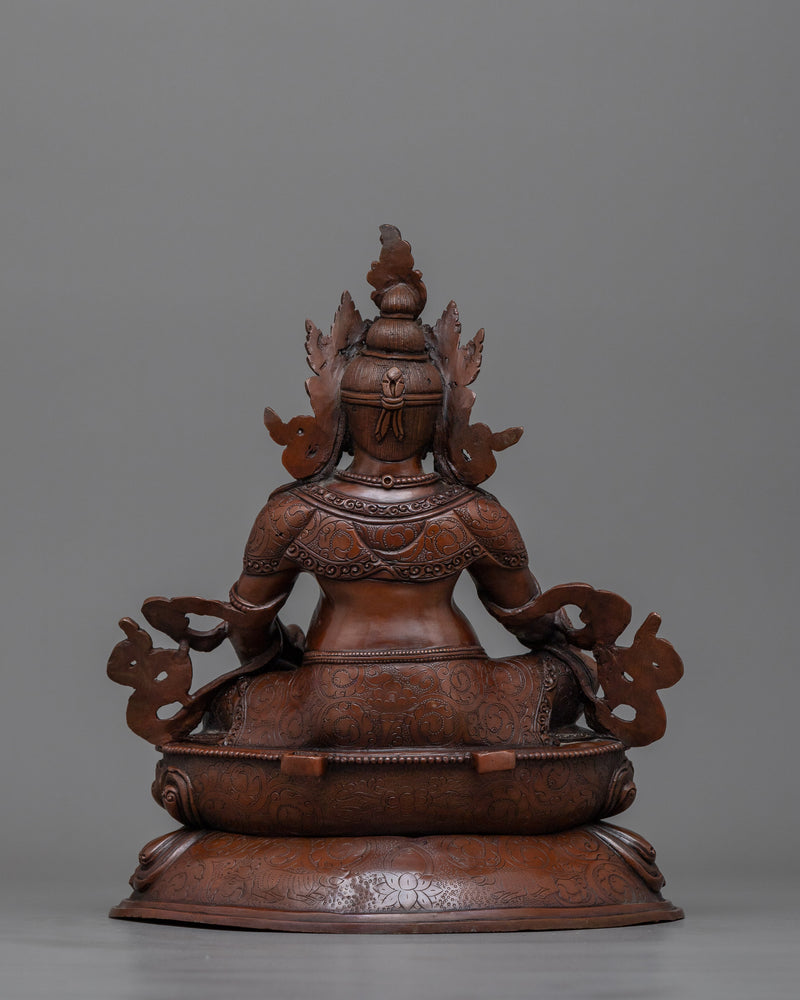 Dzambhala Sculpture in Oxidized Copper | Buddhist Deity of Wealth