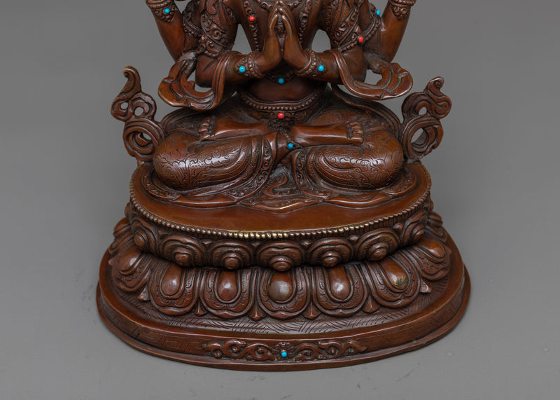 Chenrezig Bodhisattva Oxidized Statue | Symbol of Universal Compassion