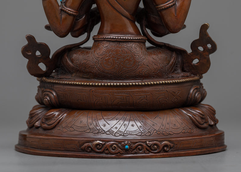 Chenrezig Bodhisattva Oxidized Statue | Symbol of Universal Compassion