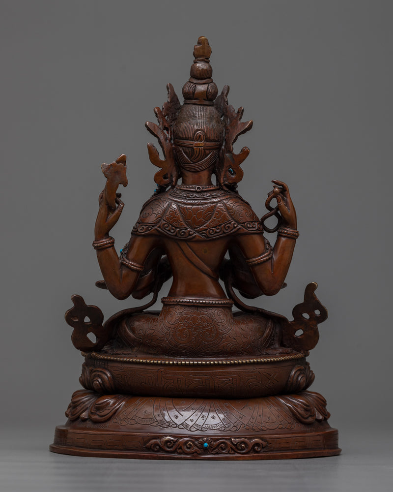 Chenrezig Bodhisattva Oxidized Statue | Symbol of Universal Compassion