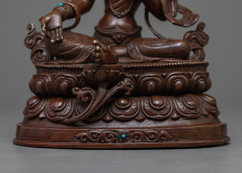 Green Tara Oxidized Copper Statue | Emblem of Active Compassion