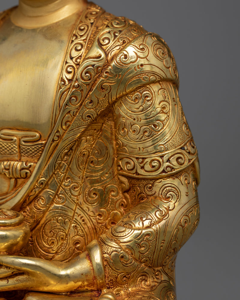 Embrace Infinite Light with Amitabha Buddha Sculpture | Radiant Gold Gilded Art