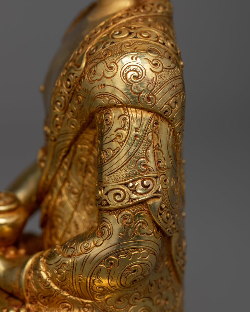 Embrace Infinite Light with Amitabha Buddha Sculpture | Radiant Gold Gilded Art