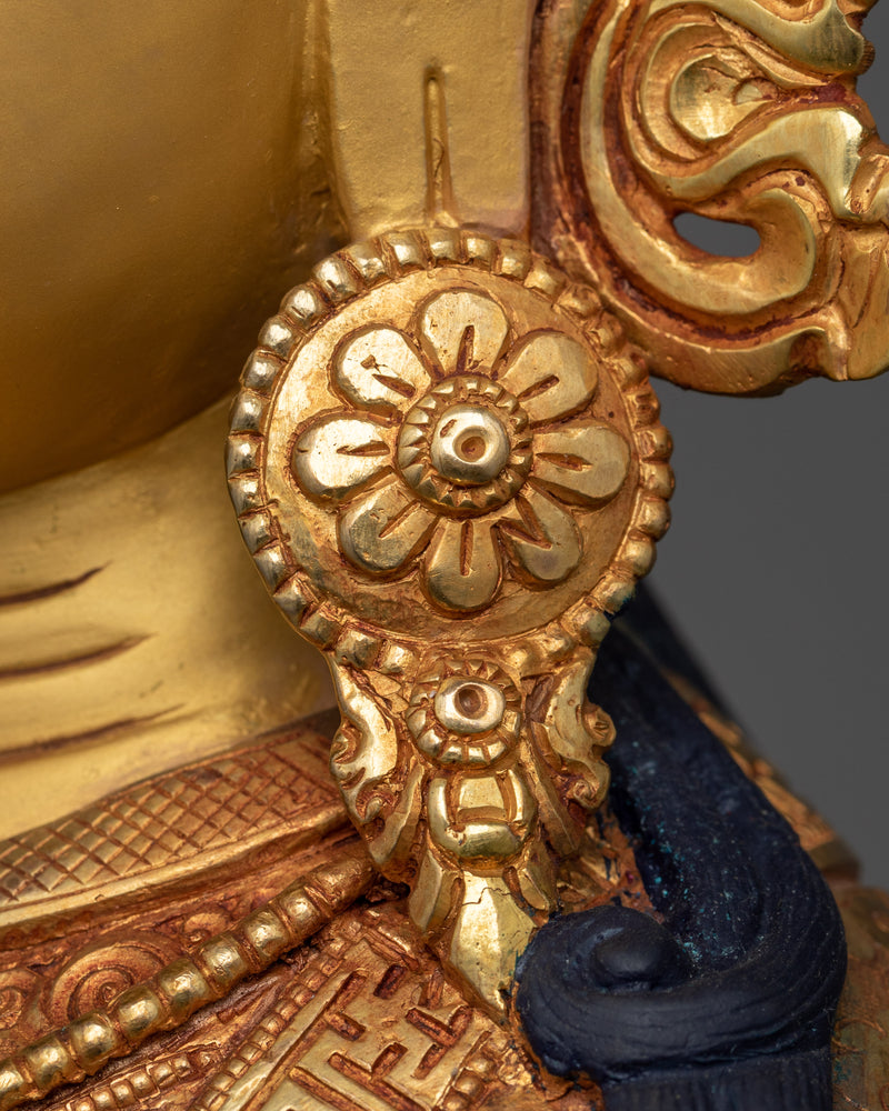 Guru Rinpoche Sculpture in 24K Gold | A Masterpiece of Vajrayana Buddhism