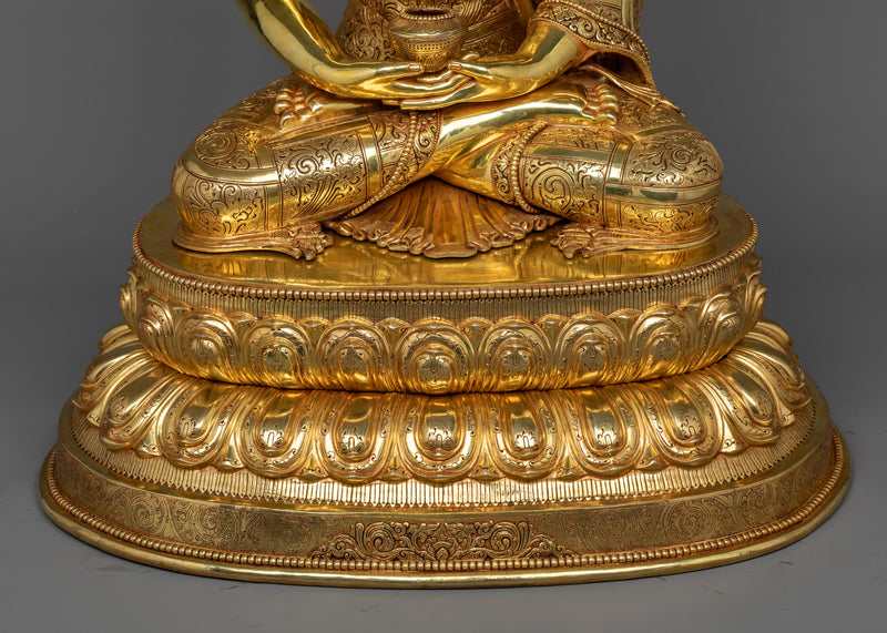 Amitabha Buddha Sculpture | Resplendent in Triple-Layered 24K Gold