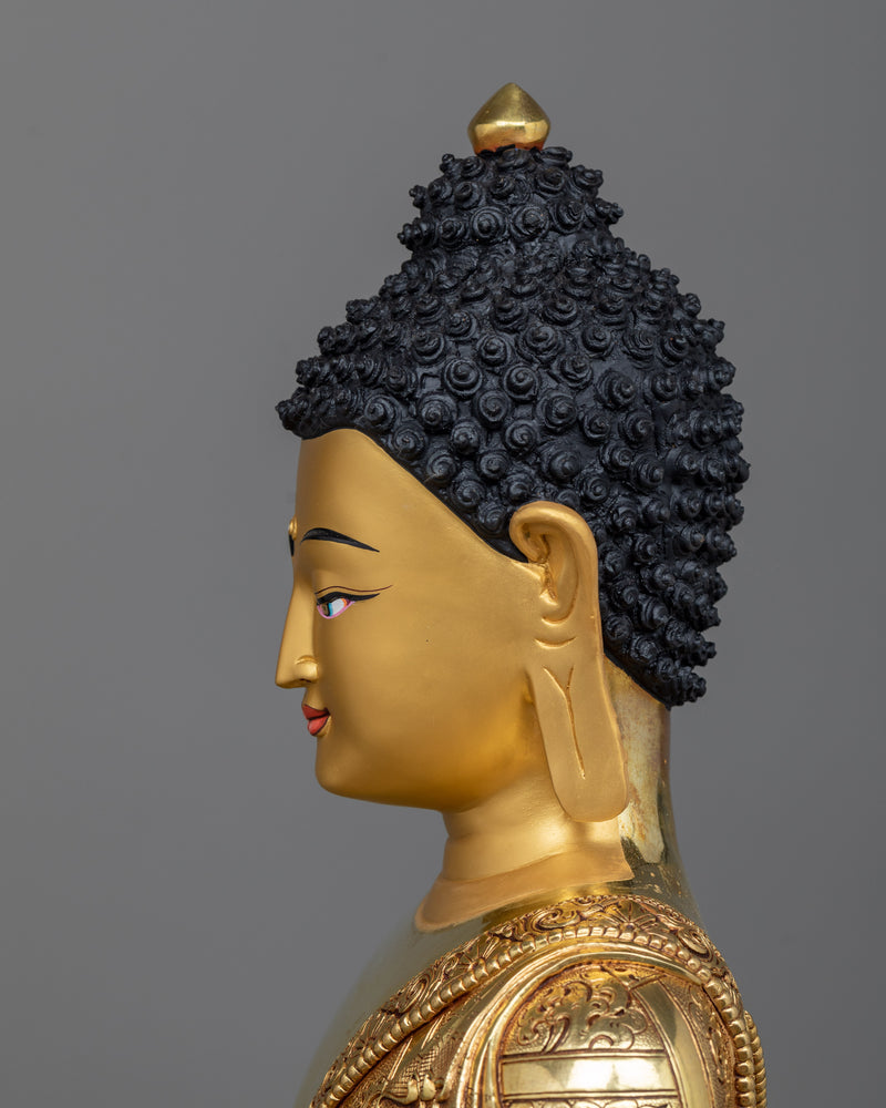 Amitabha Buddha Sculpture | Resplendent in Triple-Layered 24K Gold