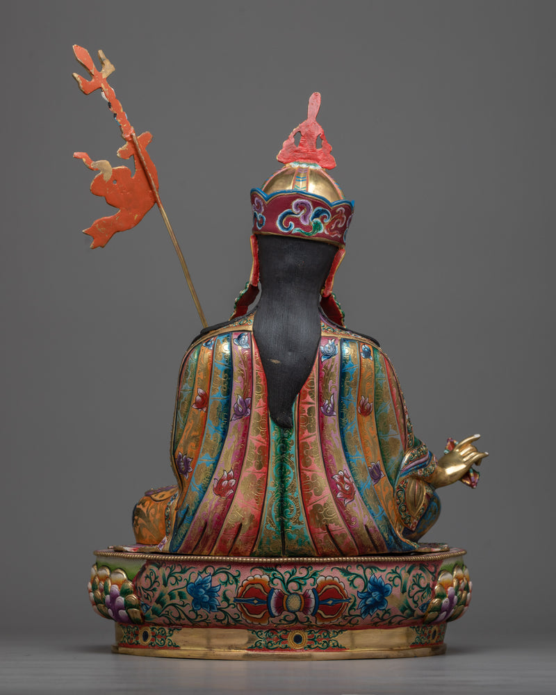 Guru Padmasambhava Master Sculpture in 24K Gold | Spiritual Icon of Tibetan Buddhism