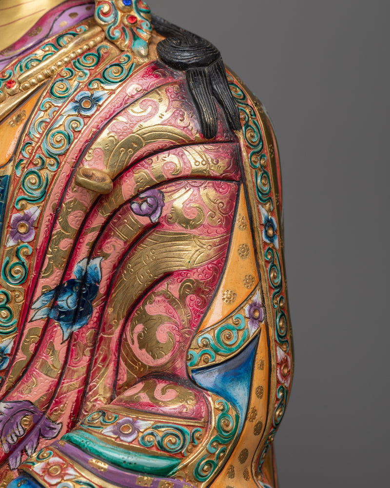 Guru Padmasambhava Master Sculpture in 24K Gold | Spiritual Icon of Tibetan Buddhism