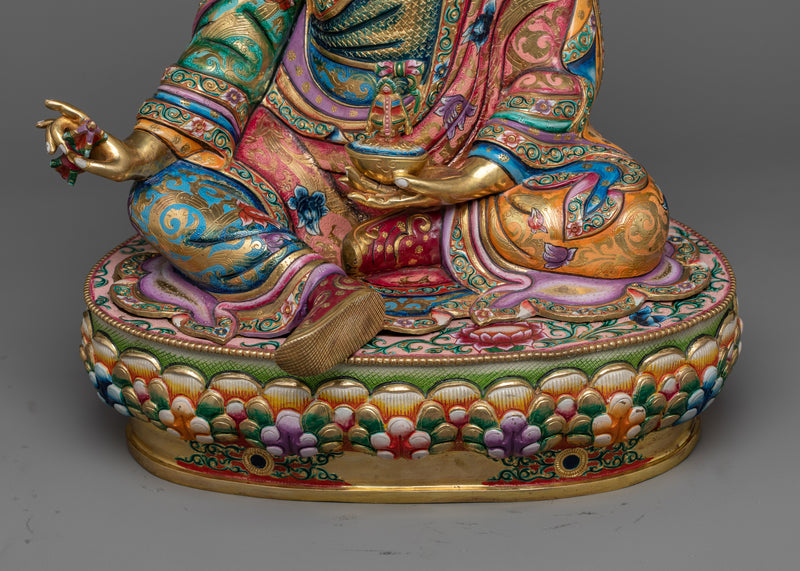 Guru Padmasambhava Master Sculpture in 24K Gold | Spiritual Icon of Tibetan Buddhism