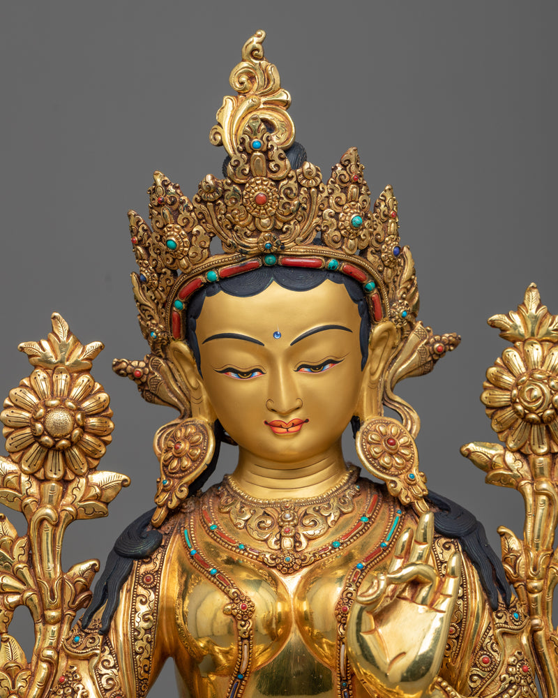 20" perfect-sized-green-tara-statue