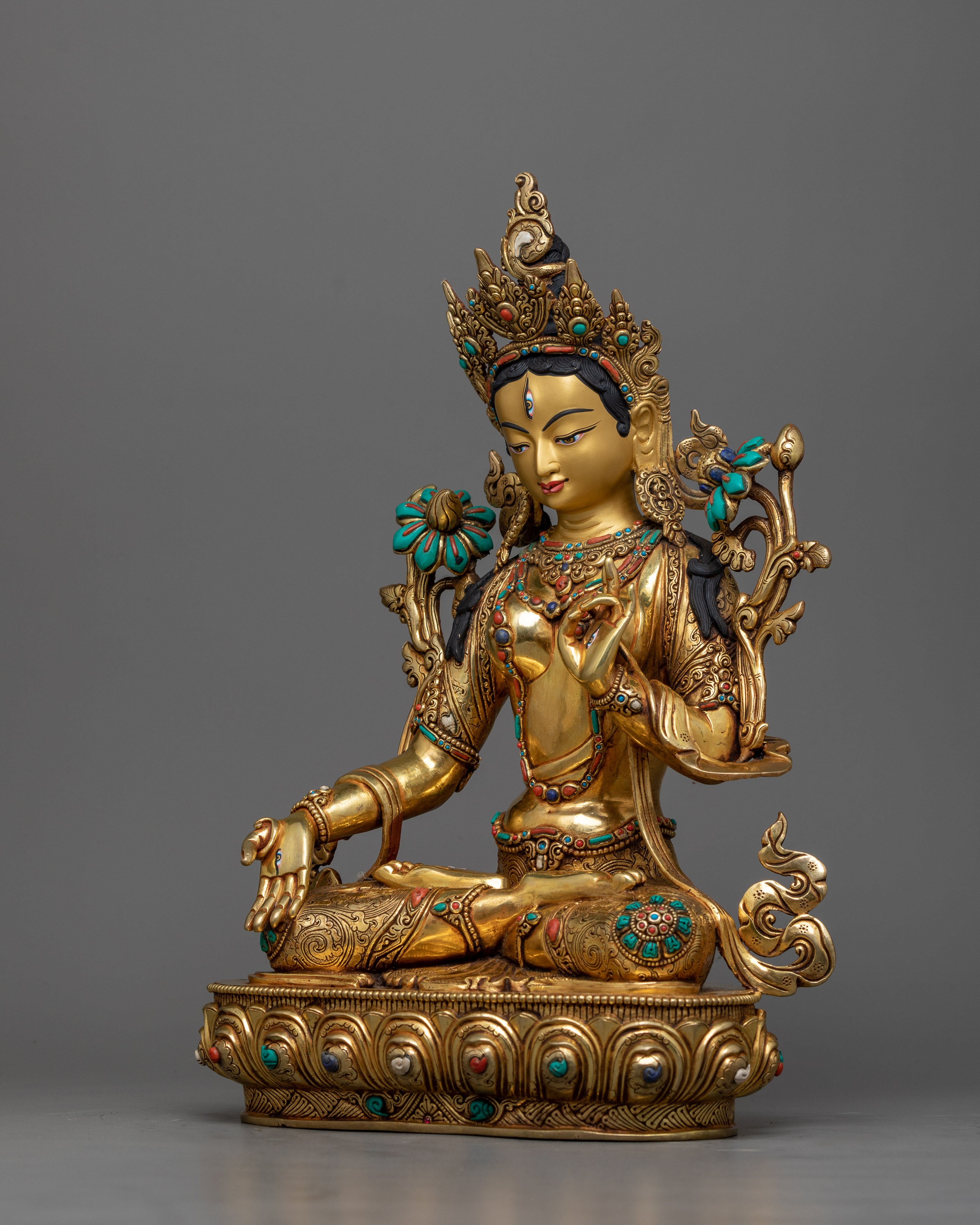 Beautiful white-tara-sculpture for buddhist shrine