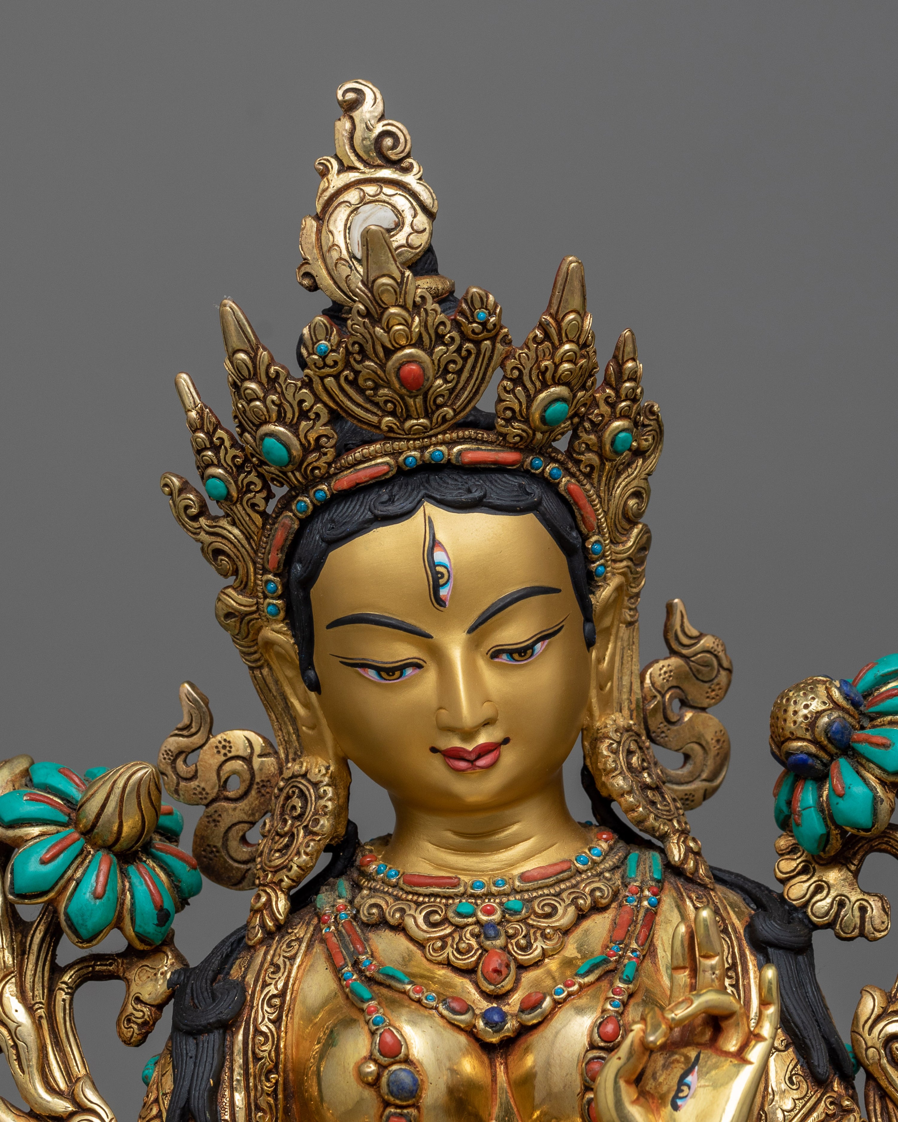 Beautiful white-tara-sculpture for buddhist shrine