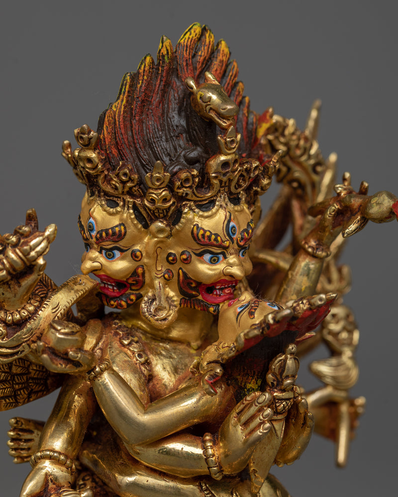 Vajrakilaya Statue in Triple-Layered 24K Gold | A Potent Tantric Symbol