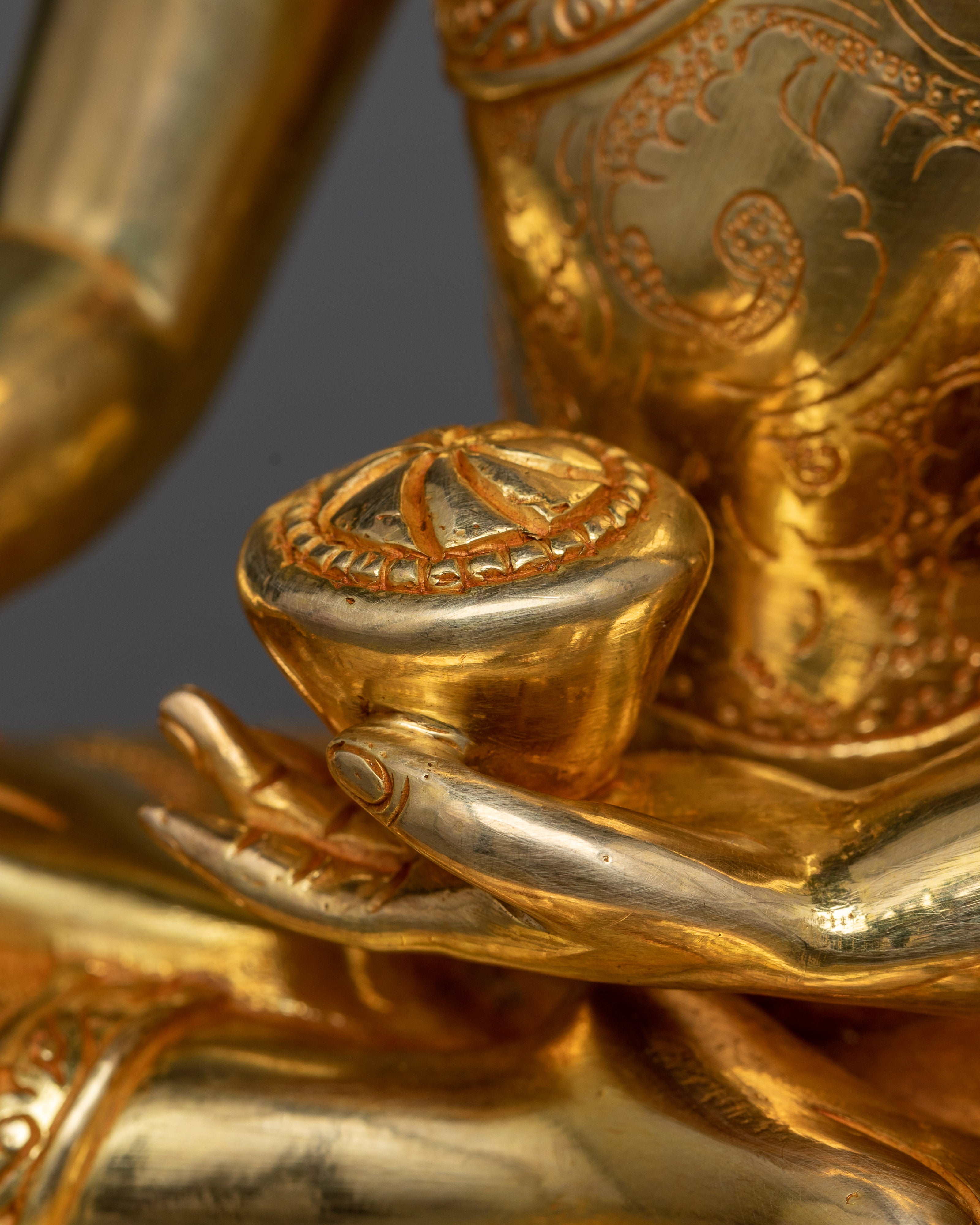 24k Gold Gilt Statues of Three Buddhas | Medicine Buddha, Shakyamuni Buddha, Amitabha Buddha