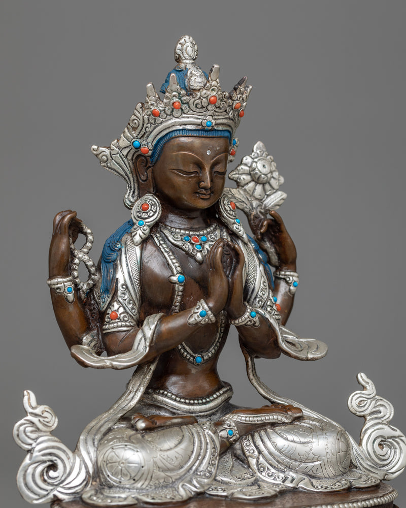 chenrezig-chocolate oxidized statue