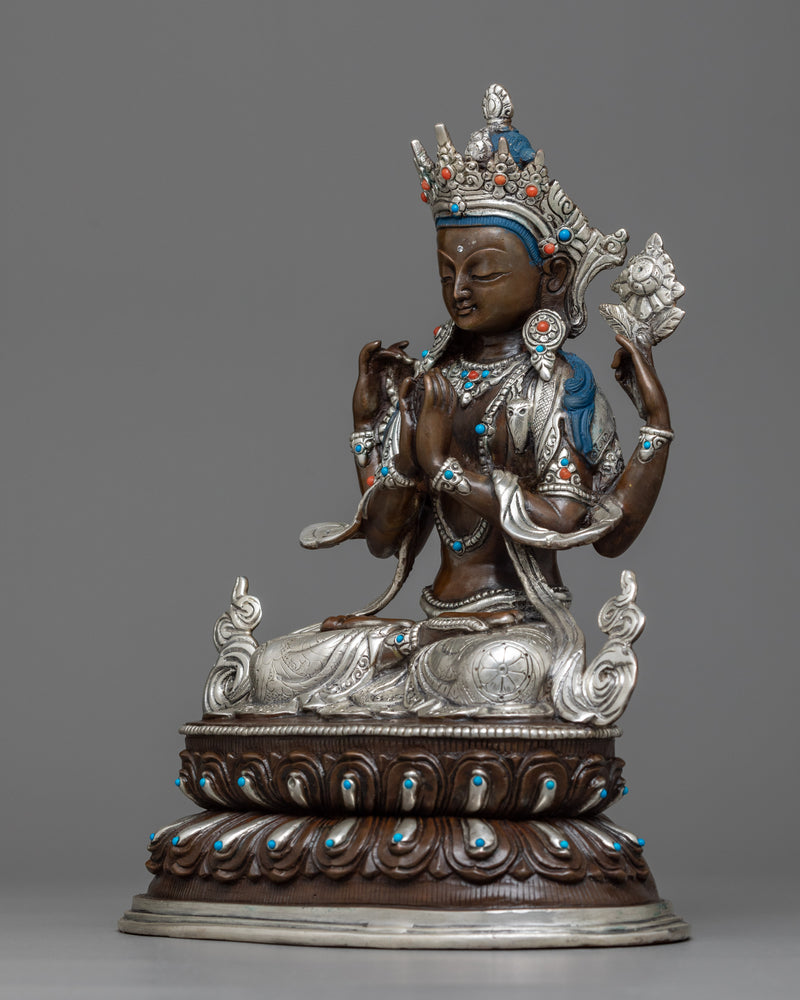 chenrezig-chocolate oxidized statue