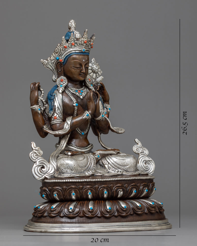 chenrezig-chocolate oxidized statue