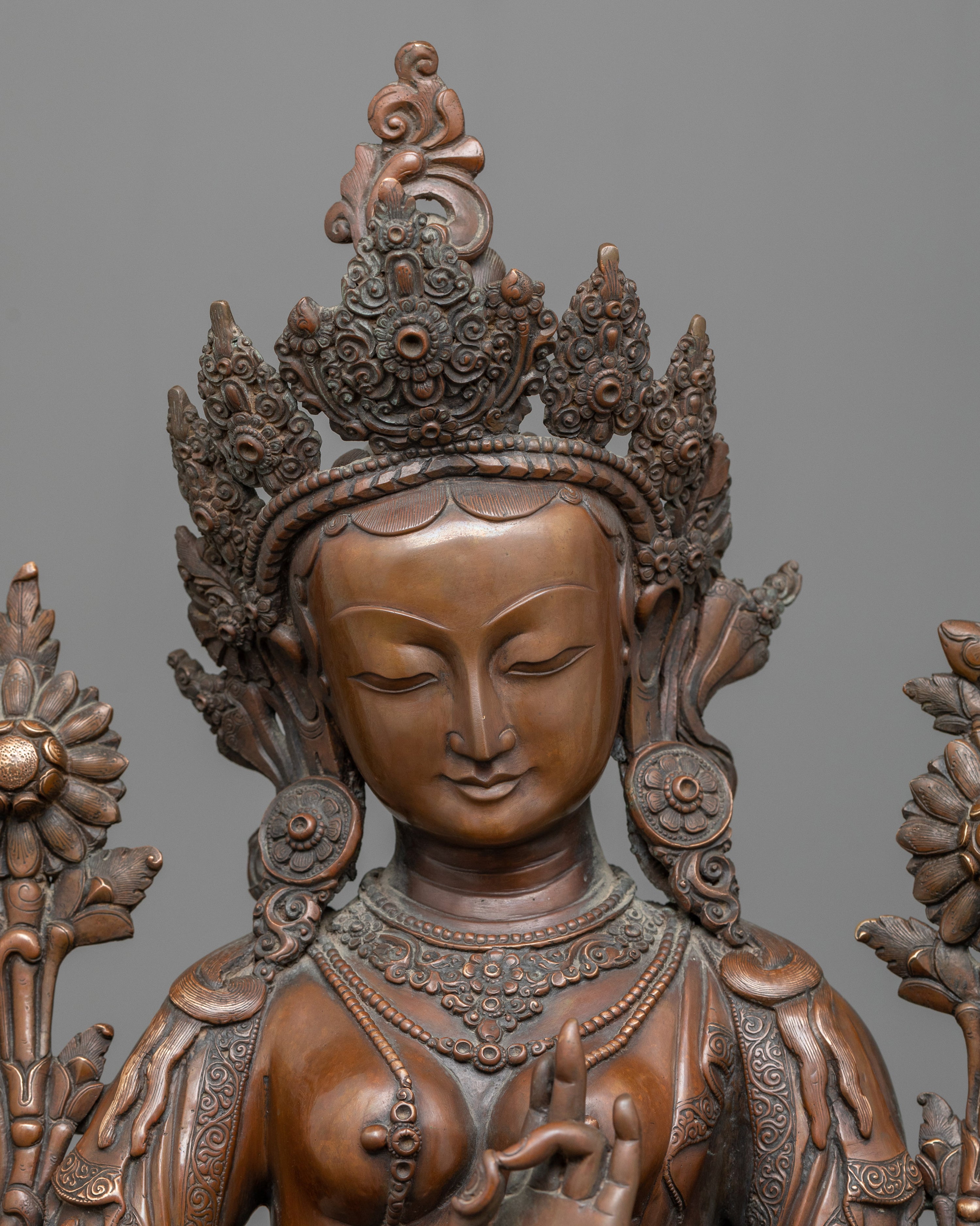 green-tara-oxidized copper sculpture