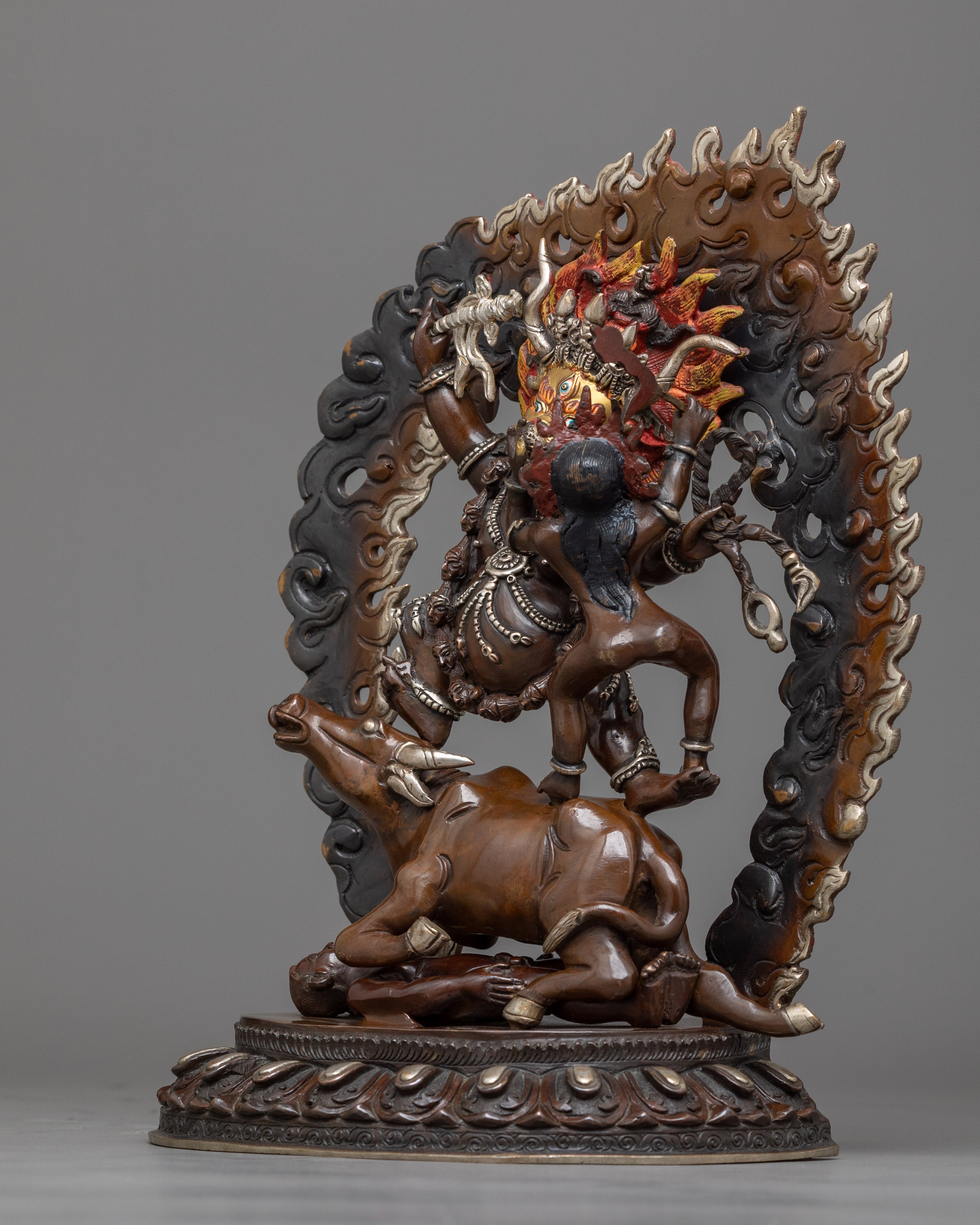 Yama with Consort Statue in Silver | A Powerful Union in Vajrayana Bud