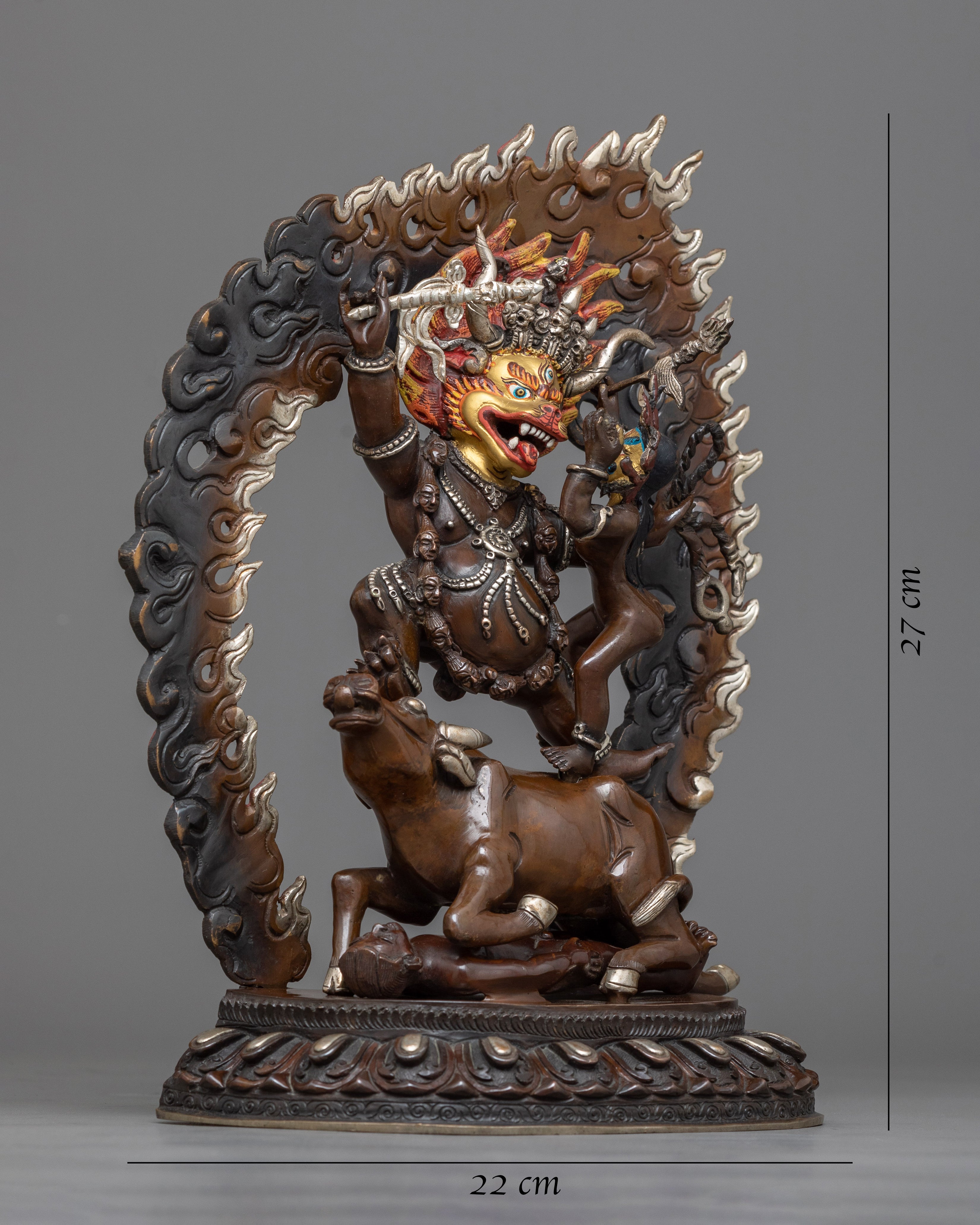 Yama with Consort Statue in Silver | A Powerful Union in Vajrayana Bud