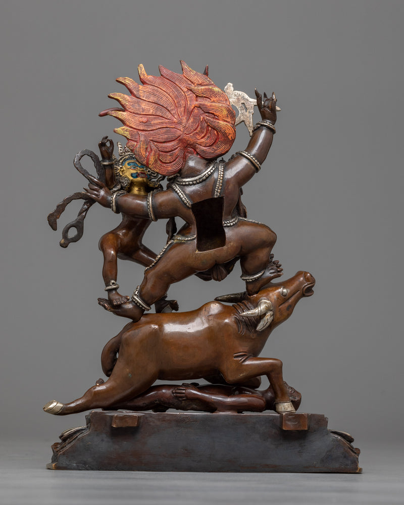 Yama with Consort Statue in Silver | A Powerful Union in Vajrayana Buddhism