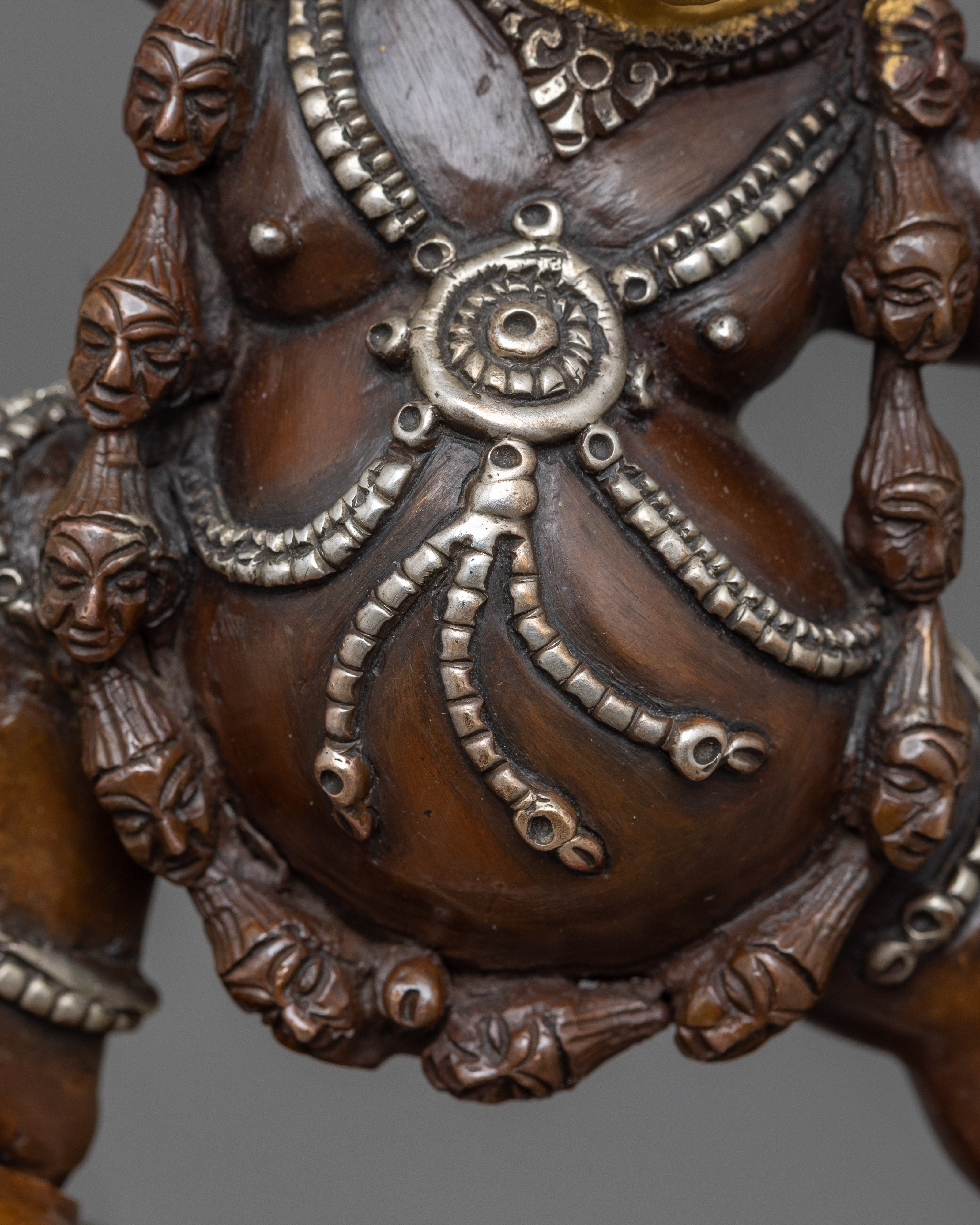 Yama with Consort Statue in Silver | A Powerful Union in Vajrayana Buddhism