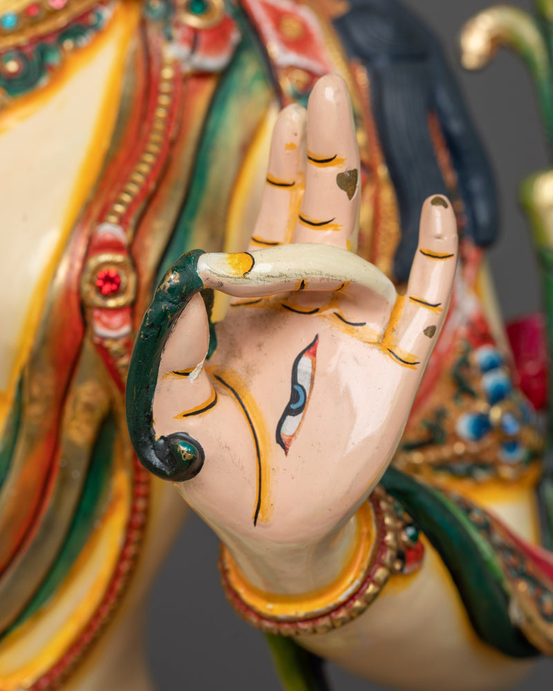 Premium White Painted Sita Tara Statue in 24K Gold | A Symbol of Compassion and Healing