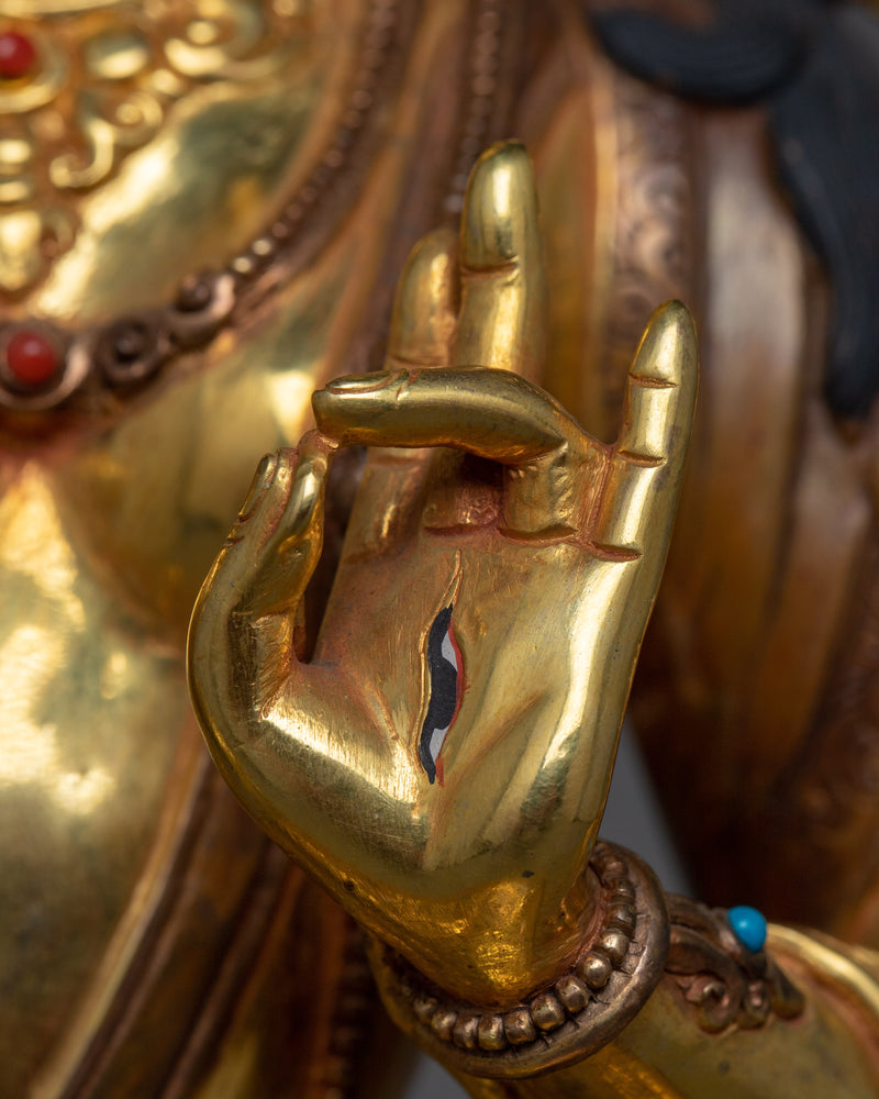 Copper White Tara Statue in 24K Gold | A Symbol of Compassion and Healing