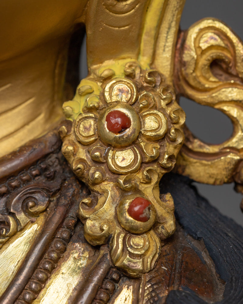 Manjushri Copper Statue in 24K Gold | A Beacon of Wisdom and Insight