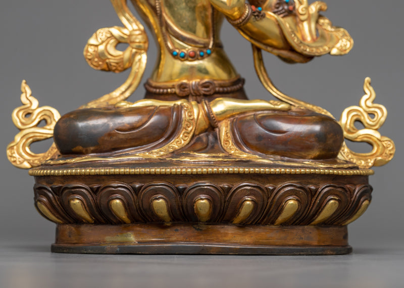 Manju Shri Statue in 24K Gold | A Representation of Wisdom and Insight