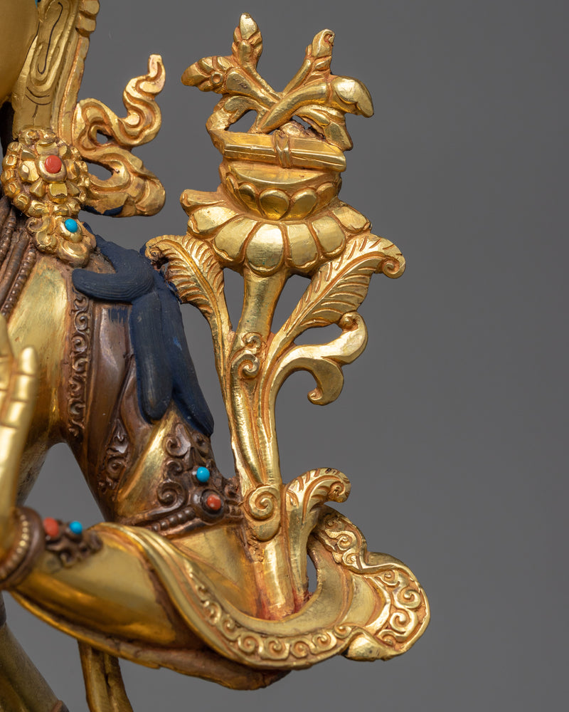 Manju Shri Statue in 24K Gold | A Representation of Wisdom and Insight