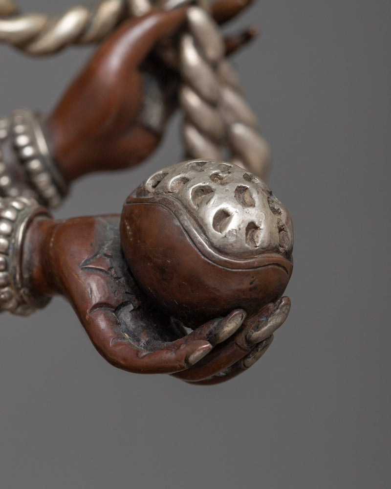 Yama Dharmaraja with Consort Sculpture in Silver | A Symbol of Ultimate Transformation
