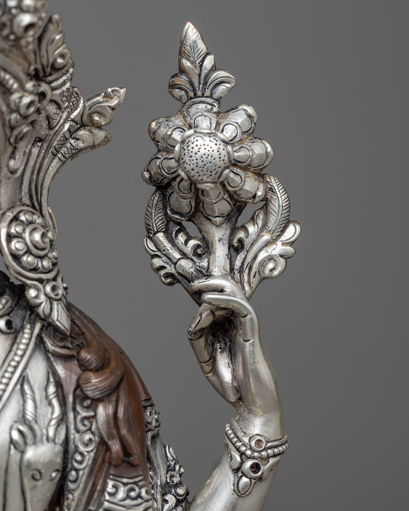 Chenrezig Buddha Statue in Silver | A Vision of Compassion and Empathy