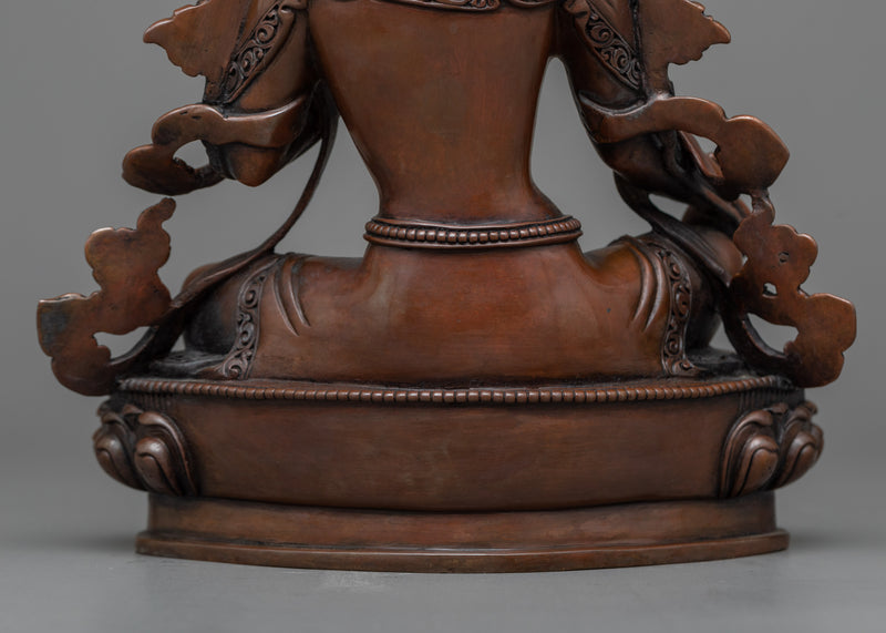 Green Tara Chocolate Oxidized Sculpture | A Vision of Compassionate Protection
