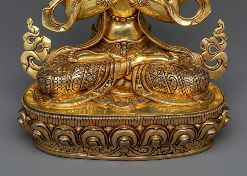 Bodhisattva Chenrezig Sculpture in Triple-Layered 24K Gold | A Masterpiece of Compassion and Grace