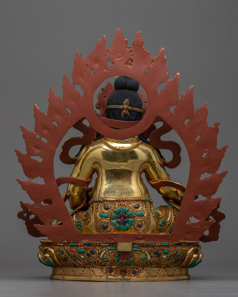 Dzambala Gilt Sculpture in Triple-Layered 24K Gold | Embodiment of Wealth and Prosperity