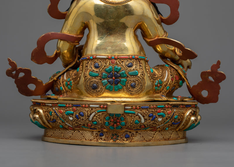 Dzambala Gilt Sculpture in Triple-Layered 24K Gold | Embodiment of Wealth and Prosperity