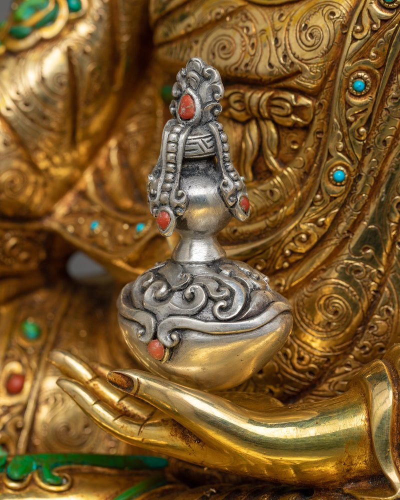 Exquisite Guru Rinpoche Statue with Gemstone Embellishments | Himalayan Artwork