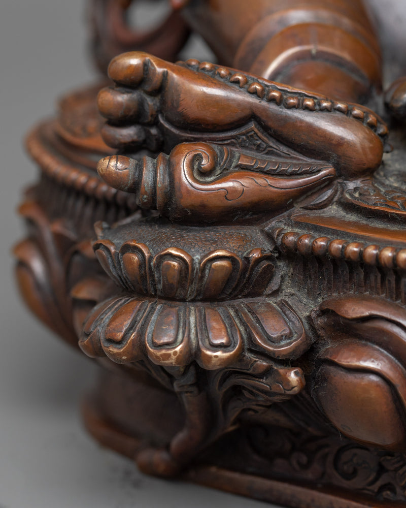 Dzambhala Chocolate Oxidized Copper Statue | A Symbol of Prosperity