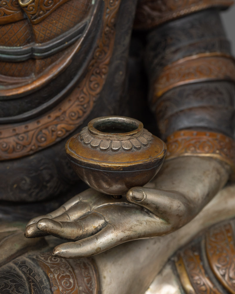 Buddha Shakyamuni with Guardian Dharmapalas | A Silver-Plated Meditation Ensemble