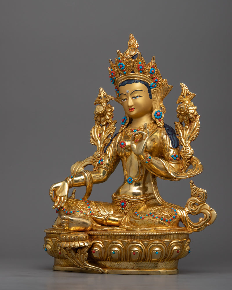 Arya Green Tara Statue | Traditionally Hand-carved Sculpture | Nepalese Artwork