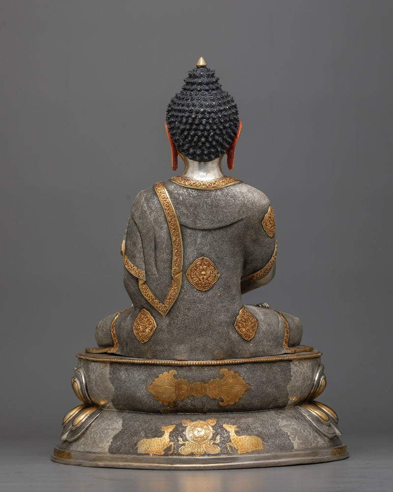 Tibetan Amitabha Buddha Sculpture | 24K Gold and Silver Plating