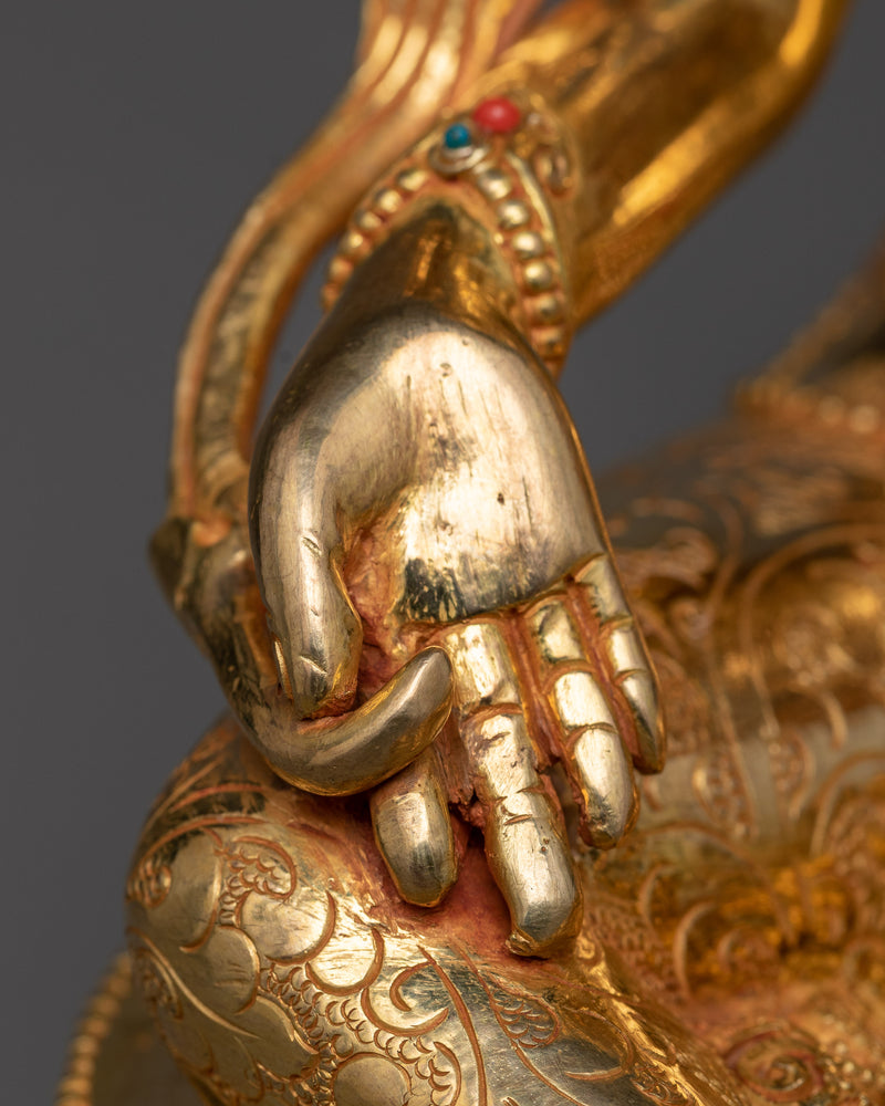 Arya Green Tara Sculpture in 24K Gold | A Beacon of Compassion