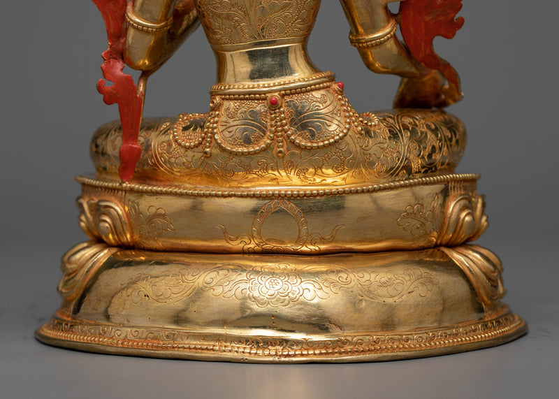 Arya Green Tara Sculpture in 24K Gold | A Beacon of Compassion