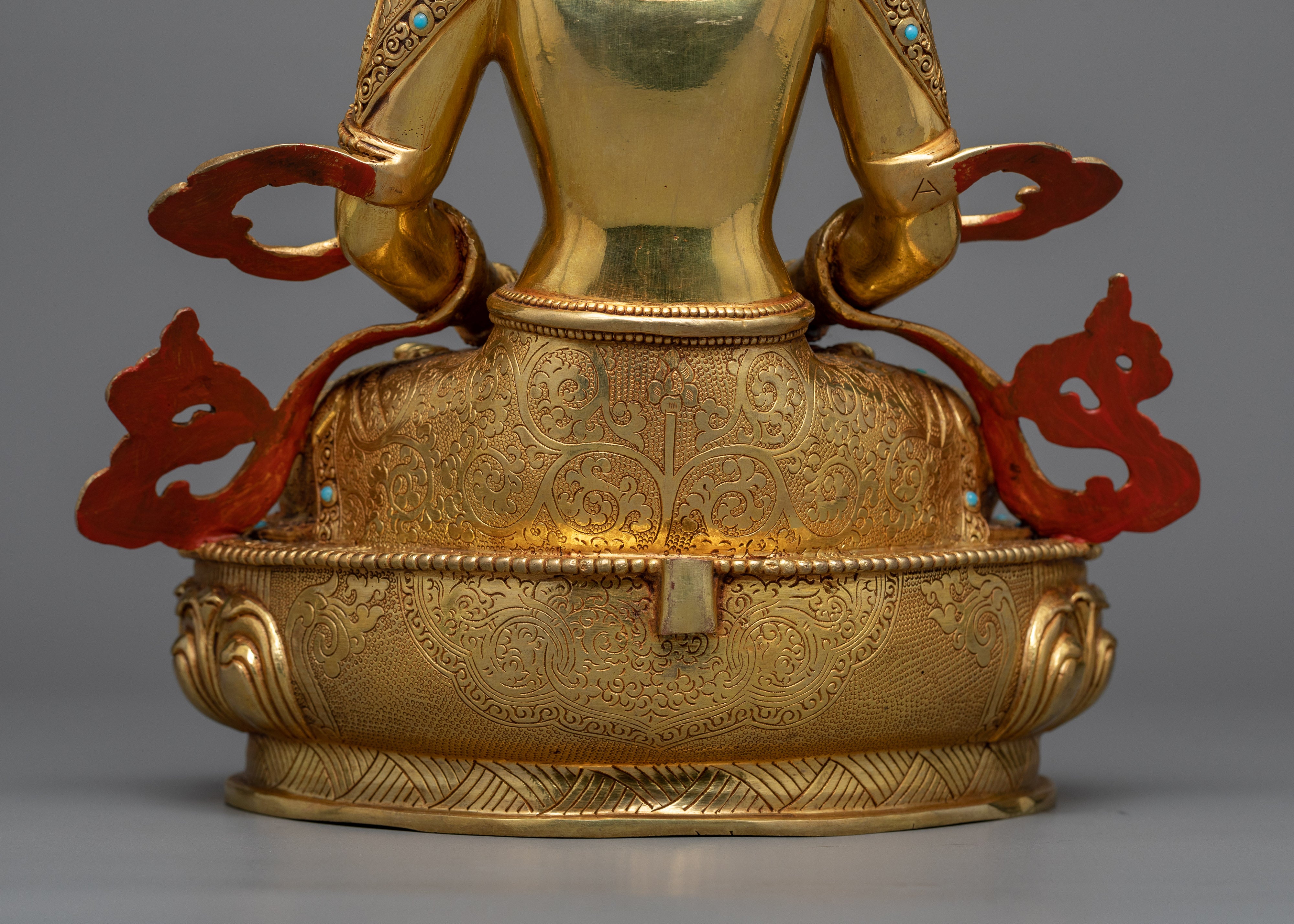 Longlife Buddha Amitayus Statue in Radiant 24K Gold | Traditionally Hand-carved Art