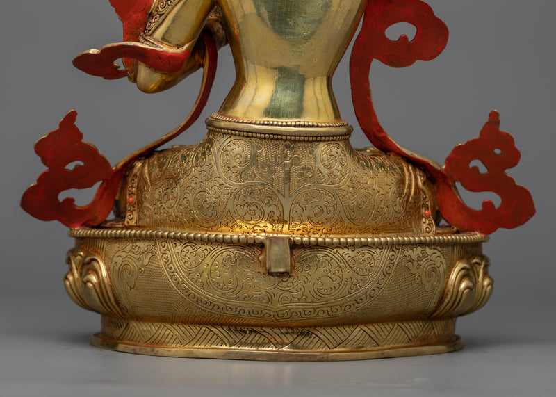 Buddha of Wisdom Manjushri Statue | Gleaming 24K Gold Gilded