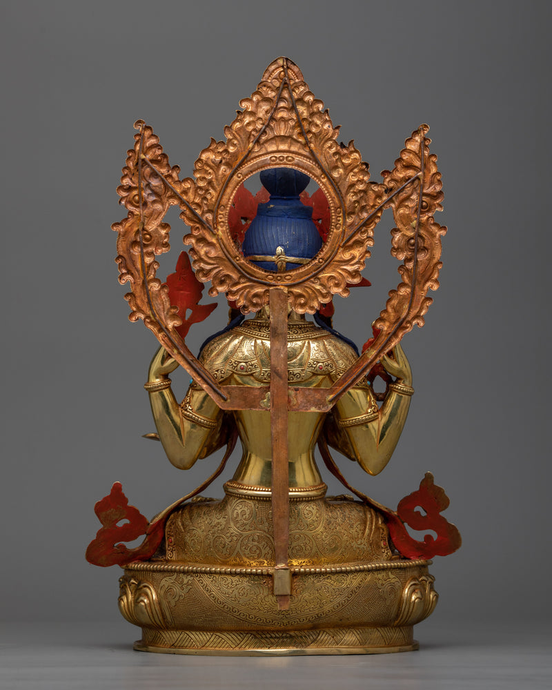 Bodhisattva of Compassion Chenrezig Statue | Embodiment of Compassion in 24K Gold