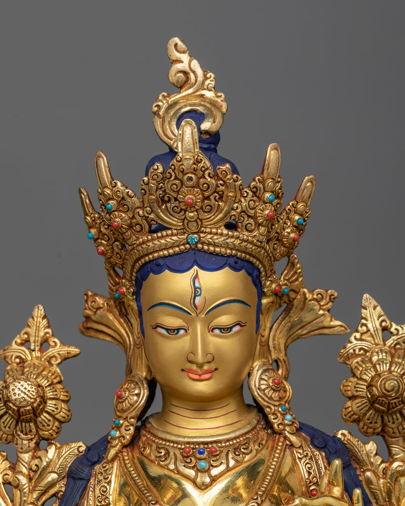 Tara of Long life Sita Tara | Radiant Long Life Deity in 24K Gold