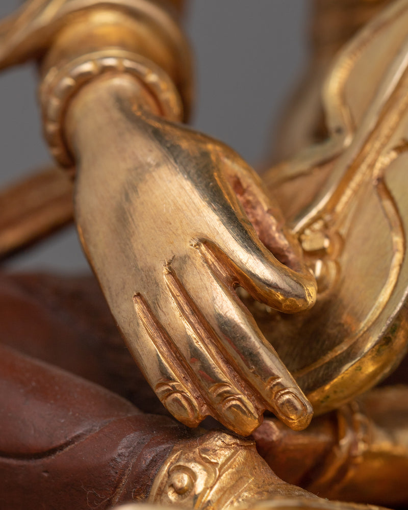 Saraswati Copper Statue in 24K Gold | Goddess of Wisdom and Arts