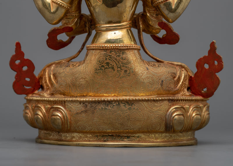 Chenrezig Sculpture in 24K Gold | Emblem of Compassion for Shrines